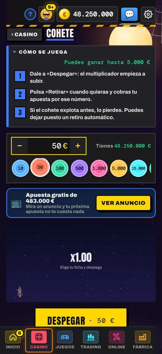 Pantalla de Cohete en Casinetori